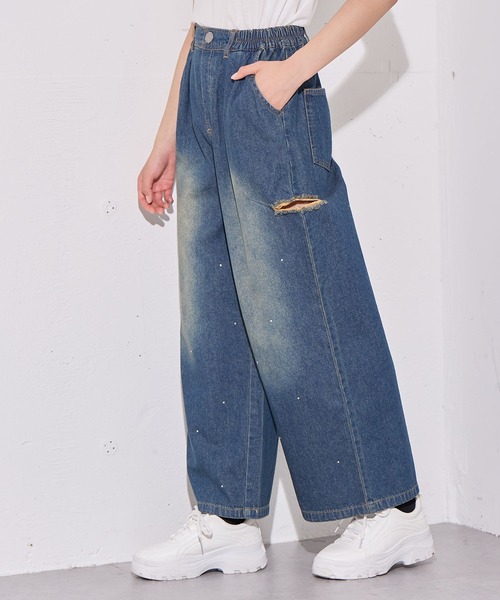 BISKEE パンツ ラインストーンデニムパンツ キッズ 子供服 女の子