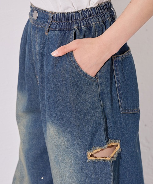 BISKEE パンツ ラインストーンデニムパンツ キッズ 子供服 女の子
