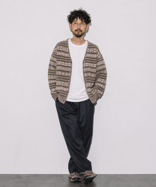 カーディガン FREAK’S STORE/フリークスストア 総柄 フェアアイル モール糸 ニットカーディガン メンズ | FREAK'S STORE