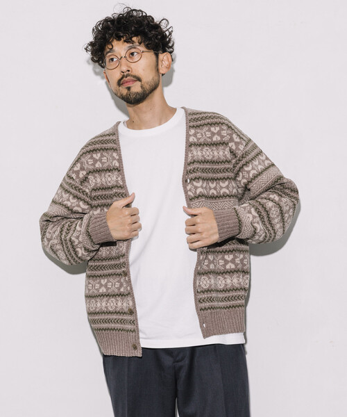カーディガン FREAK’S STORE/フリークスストア 総柄 フェアアイル モール糸 ニットカーディガン メンズ | FREAK'S STORE | 20