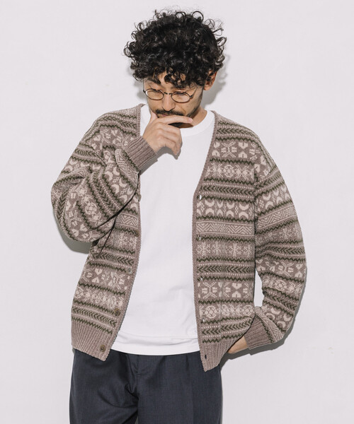 カーディガン FREAK’S STORE/フリークスストア 総柄 フェアアイル モール糸 ニットカーディガン メンズ | FREAK'S STORE | 19