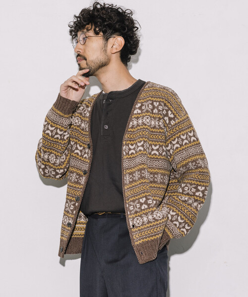 カーディガン FREAK’S STORE/フリークスストア 総柄 フェアアイル モール糸 ニットカーディガン メンズ | FREAK'S STORE | 13