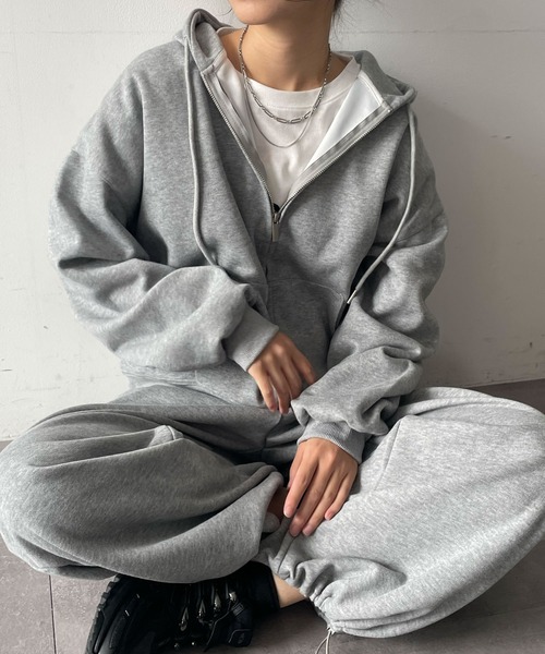 Ampirula セットアップ フード付きパーカー ワイドパンツ セットアップ