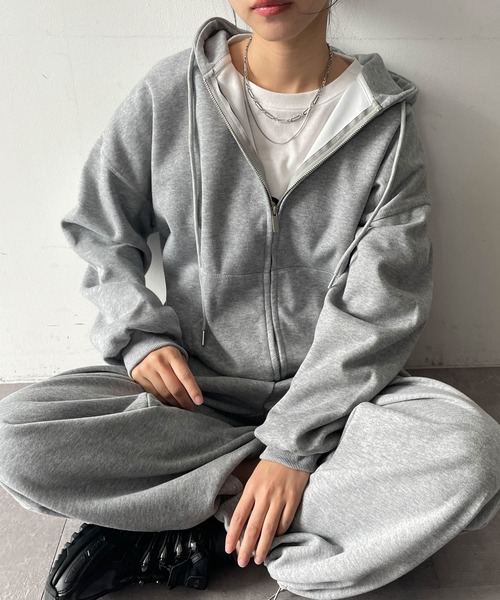 Ampirula セットアップ フード付きパーカー ワイドパンツ セットアップ