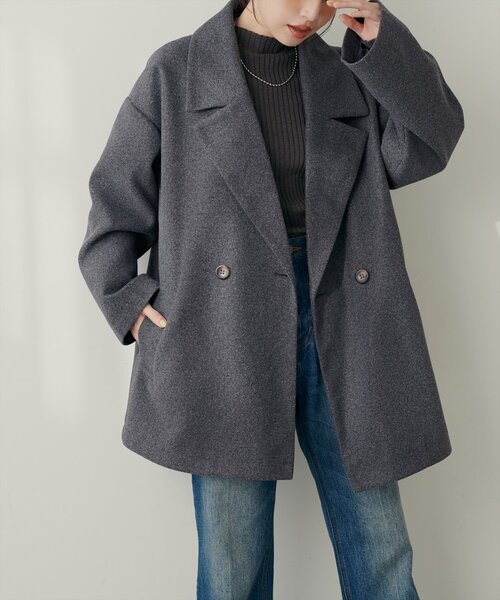 natural couture コート アウター ニットモッサミドル丈テーラーコート
