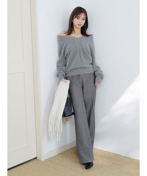 【新品未使用】SNIDEL♡UVカットパンツ シルバー SNIDEL（スナイデル） スラックス パンツ ハイウエストワイドパンツ