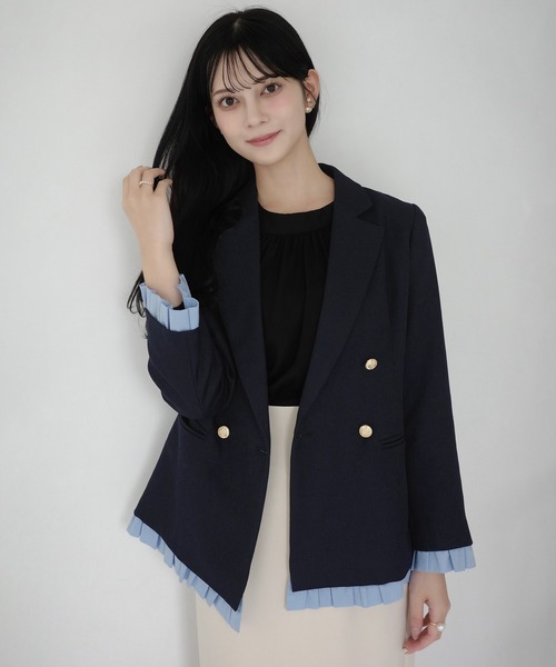 未使用級 yori ポケットフリルジャケット ネイビー 日本製 人気✨ ギャザーフリルボレロジャケット – YOKO CHAN