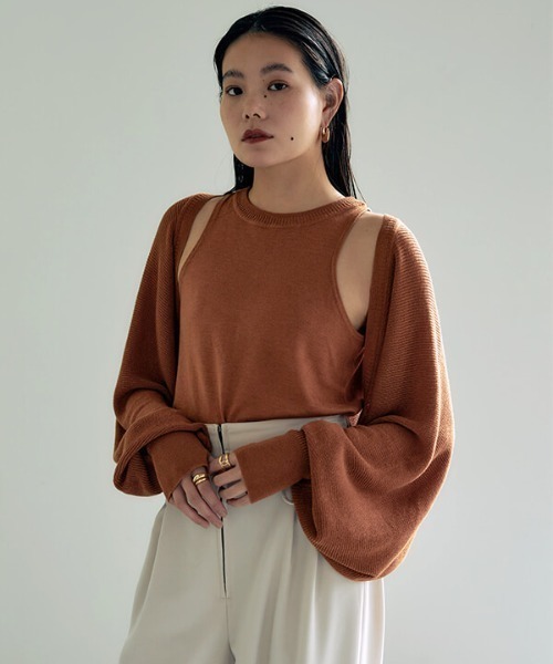 「CREDONA」 ニットアンサンブル FREE オレンジ レディース_画像9