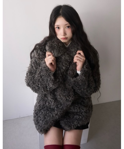 mellowneon ファーコート ブラック mellowneon（メロウネオン） コート