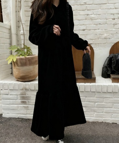 新品未使用ブラック シャツティアードワンピース 長袖 レースレディース Lace Ladies 長袖ティアードシャツワンピース