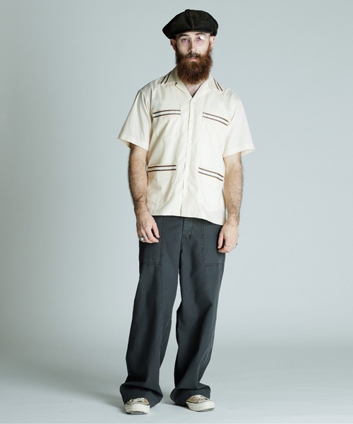 Schott N.Y.C（ショット） 「schott」 半袖シャツ M ベージュ メンズ