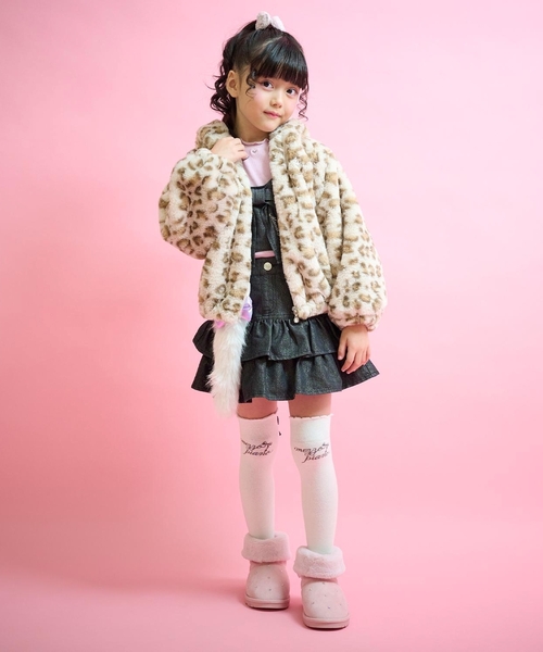 mezzo piano パンツ しっぽチャームつき ラメデニム段々スカパン mezzo piano パンツ しっぽチャームつき ラメデニム段々スカパン
