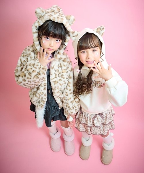 mezzo piano パンツ しっぽチャームつき ラメデニム段々スカパン