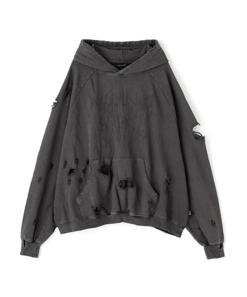 NOT4NERD ダメージ加工 スウェットパーカー グレー XL NOT4NERD パーカー NOT4NERD/ノットフォーナード/Destroyed Pigment