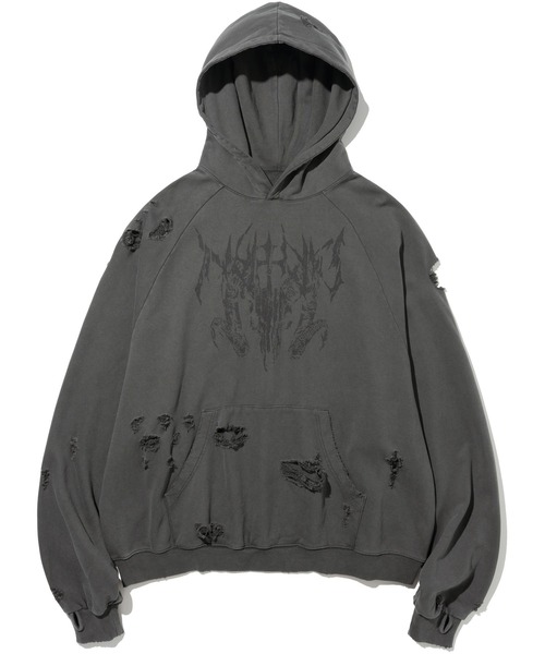 NOT4NERD ダメージ加工 スウェットパーカー グレー XL NOT4NERD パーカー NOT4NERD/ノットフォーナード/Destroyed Pigment