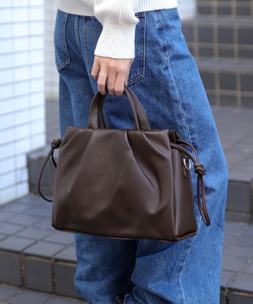 ストラップ付2WAYレザーライクバック 2WAYフェイクレザーバッグ ショルダーバッグ 仕切り＆ポケット付き