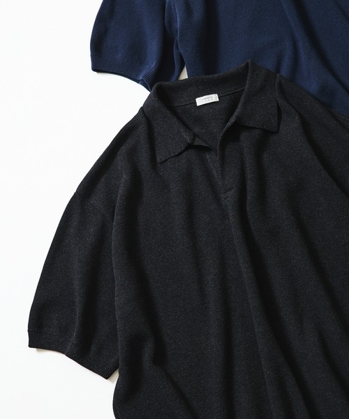 美品 crepuscule Moss Stitch Polo サイズ1 ブラック crepuscule(クレプスキュール)Moss Stitch Polo (2501-011