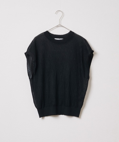 「Audrey and John Wad」 半袖ニット FREE チャコールグレー レディース_画像2