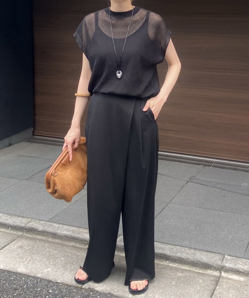 「Audrey and John Wad」 半袖ニット FREE チャコールグレー レディース_画像6