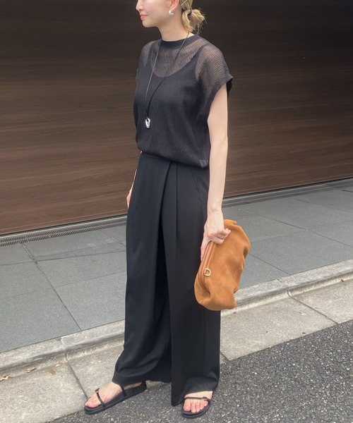 「Audrey and John Wad」 半袖ニット FREE チャコールグレー レディース_画像8