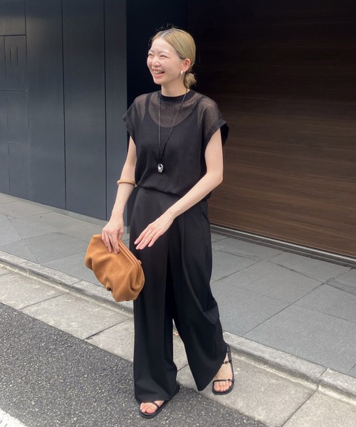 「Audrey and John Wad」 半袖ニット FREE チャコールグレー レディース_画像9