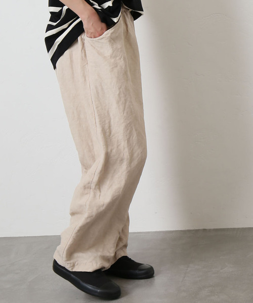 JOURNAL STANDARD LUXE イージーパンツ FREE ネイビー レディース JOURNAL STANDARD - JOURNAL STANDARD ジャーナルスタンダード パンツ ブラック ベージュ サイズ FREE 25秋冬 ヴィンテージツイル ライン パンツ イージーパンツ ワイド ウエストゴム ボトムス