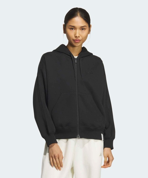 【adidas】 フルジップ スウェットパーカー 黒 3ストライプ S男女兼用 adidas（アディダス） パーカー エッセンシャルズ プラス スリー