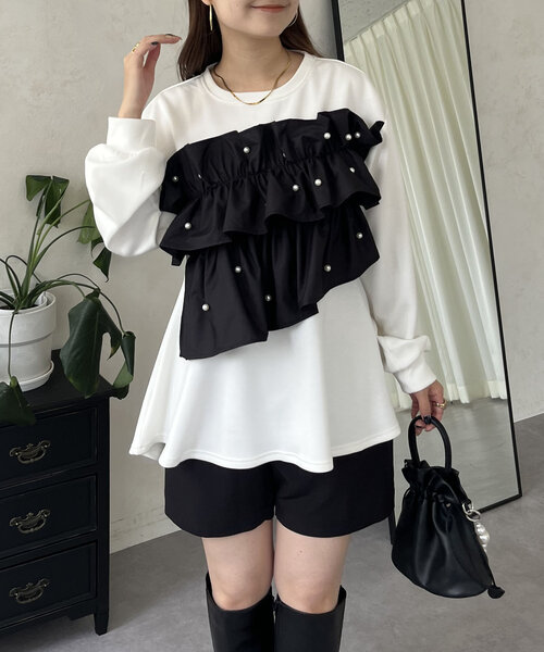 「prose verse」 スウェットカットソー LARGE ブラック レディース_画像5