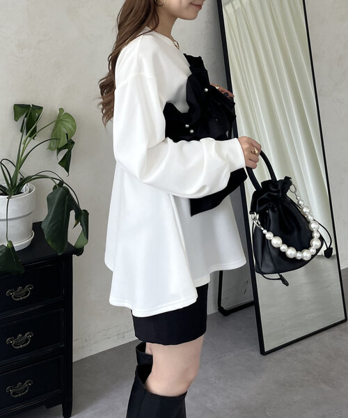 「prose verse」 スウェットカットソー LARGE ブラック レディース_画像6