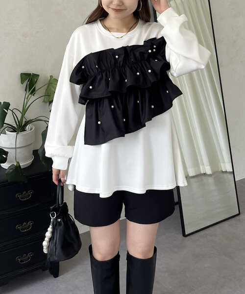 「prose verse」 スウェットカットソー LARGE ブラック レディース_画像8