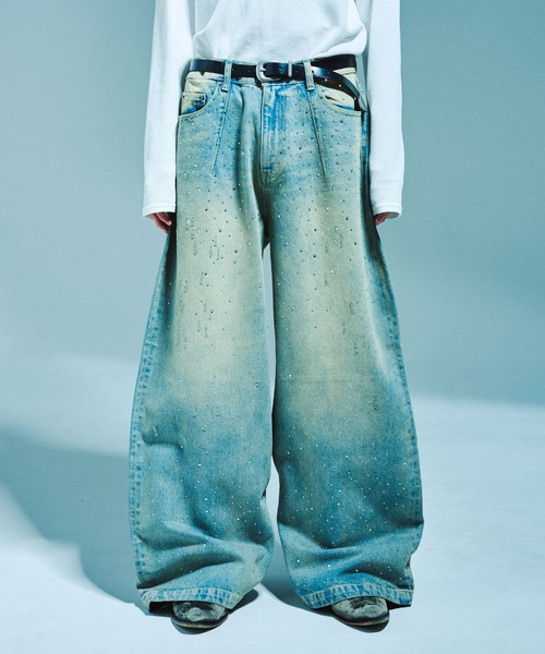 Camphor wood ジーンズ WIDE BAGGY RHINESTONE DENIM / ワイドバギー