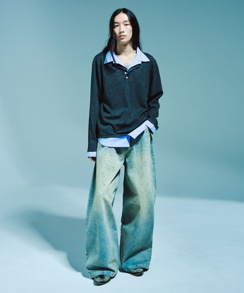 Camphor wood ジーンズ WIDE BAGGY RHINESTONE DENIM / ワイドバギー