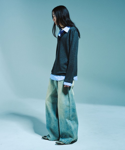 Camphor wood ジーンズ WIDE BAGGY RHINESTONE DENIM / ワイドバギー