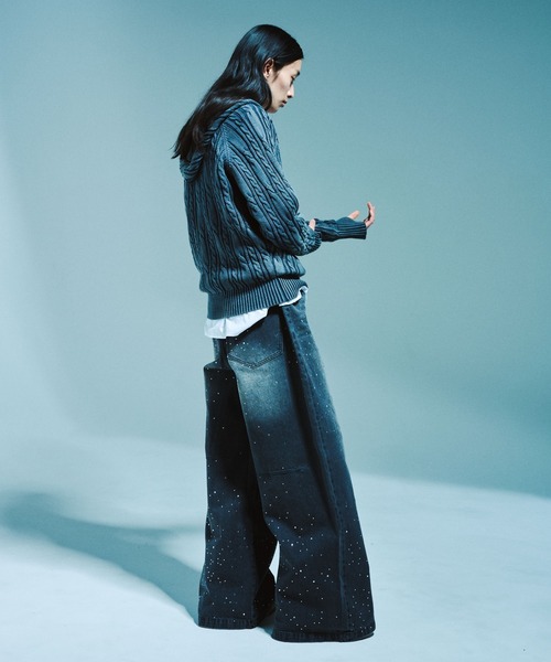 Camphor wood ジーンズ WIDE BAGGY RHINESTONE DENIM / ワイドバギー