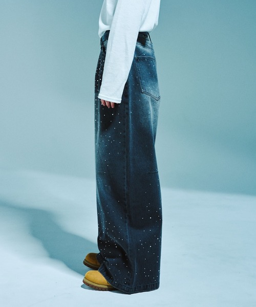 Camphor wood ジーンズ WIDE BAGGY RHINESTONE DENIM / ワイドバギー