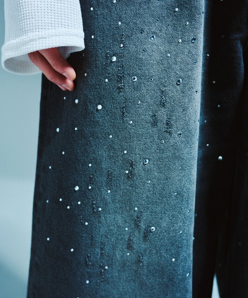 CAMPHOR WOOD ワイドパンツ ジーンズ WIDE BAGGY RHINESTONE DENIM