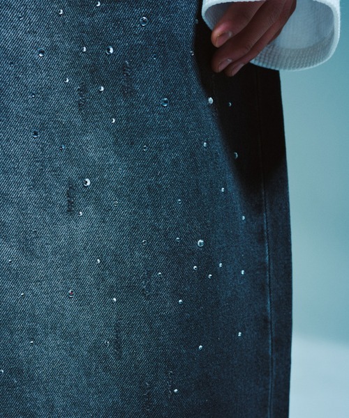Camphor wood ワイドパンツ ジーンズ WIDE BAGGY RHINESTONE DENIM