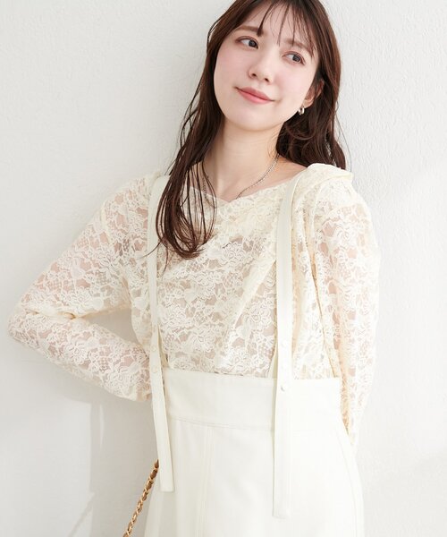 natural couture tシャツ ドレープレースプルオーバー レディース