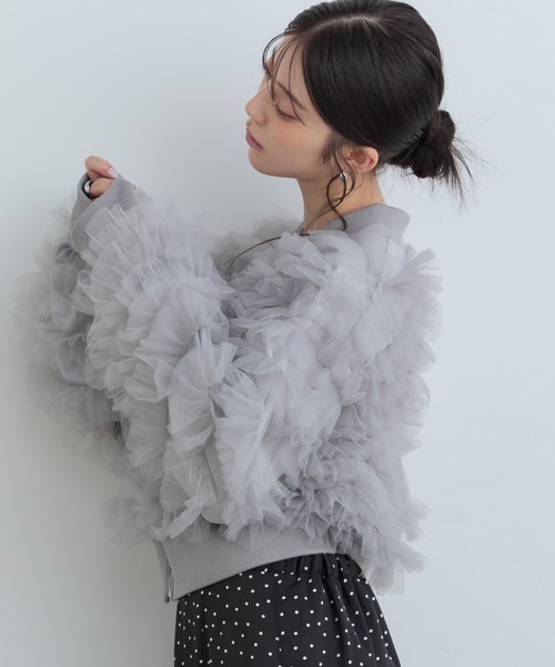 フリルチュール付きブルゾン　新品・未使用 Tiny EDEN ブルゾン アウター チュールフリルブルゾン レディース