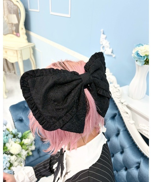アッカ　クリップ　バレッタ　リボン　レース　ブラック　新品未使用 Ank Rouge（アンクルージュ） ヘアクリップ レースのリボンバレッタ