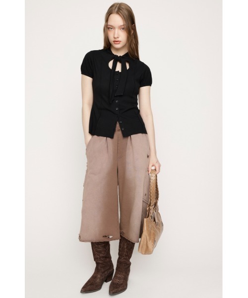 SLY（スライ） tシャツ 半袖 FRONT BUTTON TIE TOPS フロントボタン