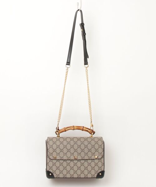 「GUCCI」 GGスモール バンブー 2WAYバッグ - ベージュ レディースの画像