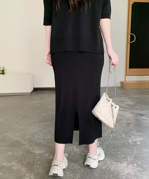 セットアップ サマーニット×Iラインスカートセットアップ レディース