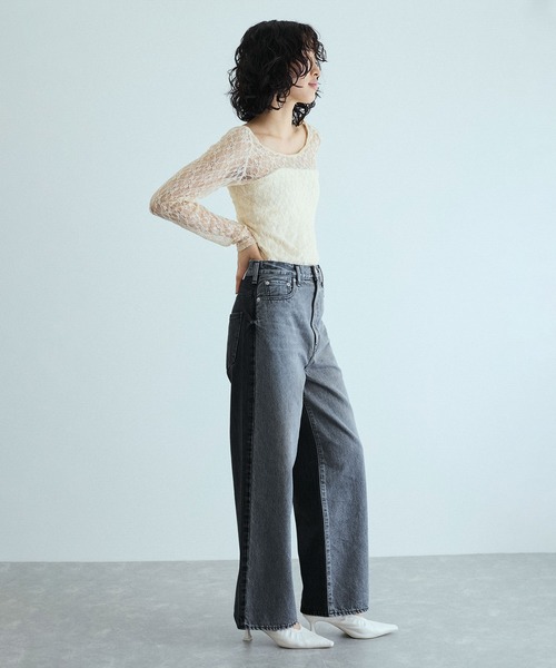 「NEEDBY heritage」 デニムパンツ 26 ブルー レディース_画像3