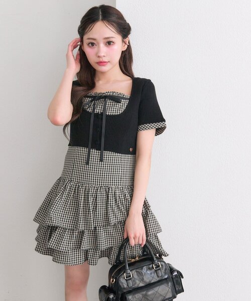 OLIVE des OLIVE（オリーブデオリーブ） ワンピース 半袖 半袖カーデと