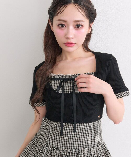 OLIVE des OLIVE（オリーブデオリーブ） ワンピース 半袖 半袖カーデと