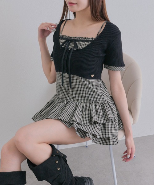 OLIVE des OLIVE（オリーブデオリーブ） ワンピース 半袖 半袖カーデと