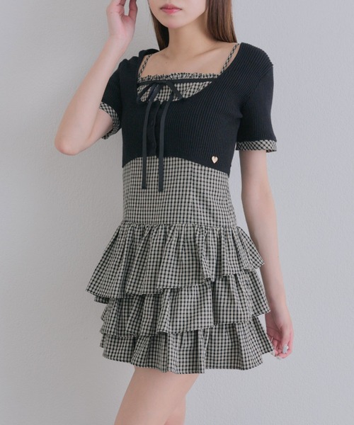 OLIVE des OLIVE（オリーブデオリーブ） ワンピース 半袖 半袖カーデと