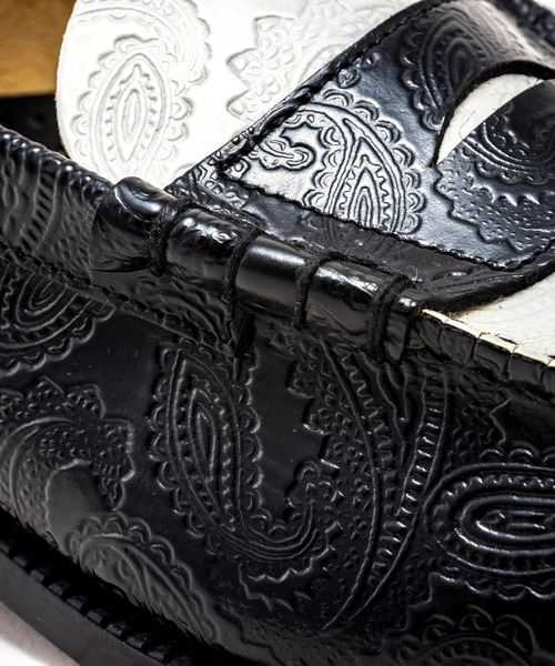 The Kenford Fineshoes ローファー EMBOSSED LOAFERS BLACK WHITE