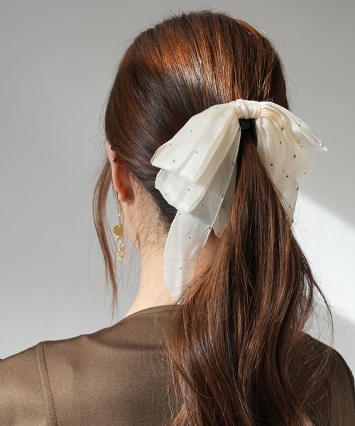 Port（ポート） ヘアクリップ 「 」 シフォン ビッグリボン ビジュー